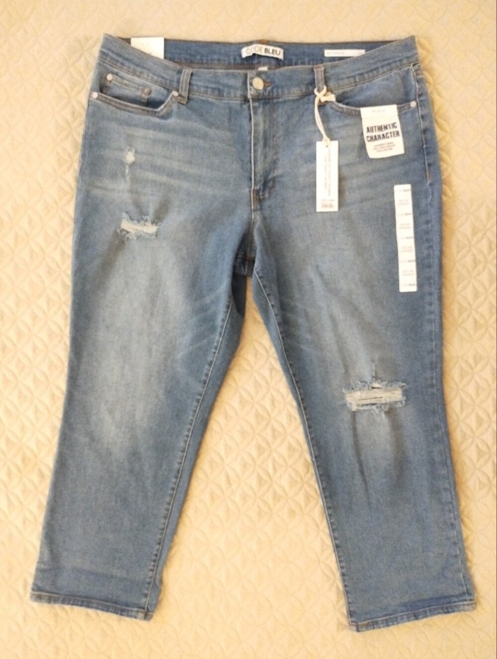 NWT Code Bleu Womens Boyfriend Relaxed Cropped Tapered Jeans Size 16 Petite